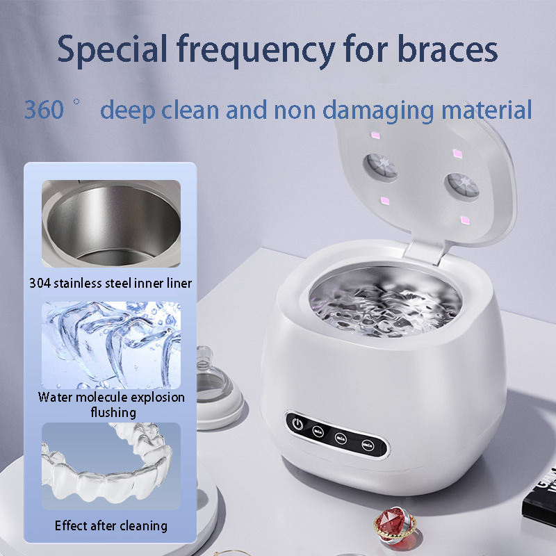Dentures Jewelry Household UV Light 52kHz 2000mAh Deep Cleaning Electric Ultrasonic Cleaner