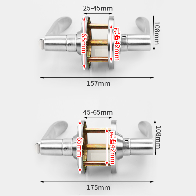 (Silver) Nickel-Plated Wave-Style Key Rod, Three-Rod Ball Door Handle Lock