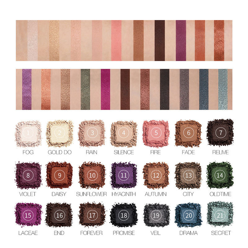 OEM Customized Make-up 21-Color Drama Dream Matte Pearlescent Glitter Long-Lasting Color Eyeshadow Palette