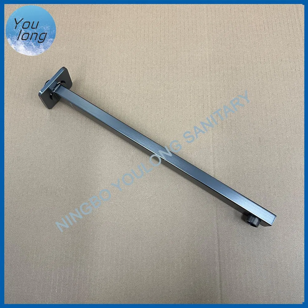 Customized Gun Metel Wall Mounted Rectangular Shower Head Arm Extension for Overhead Shower 40cm Length