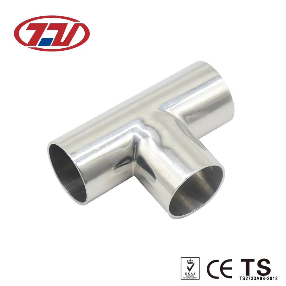SS304/SS316L Sanitary High Quality Weld Equal Tee with Bright Surface