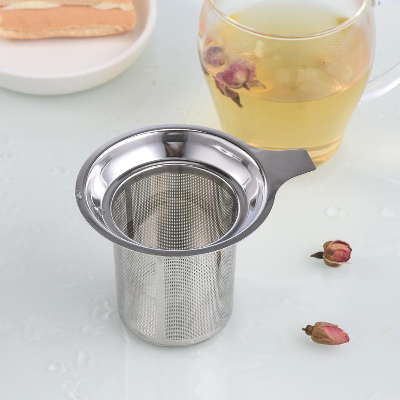 304 Stainless Steel Single Handle Loose Leaf Tea Strainer Filter Print Logo for Put Tea Leaves Mugs Cup Tea Infuser