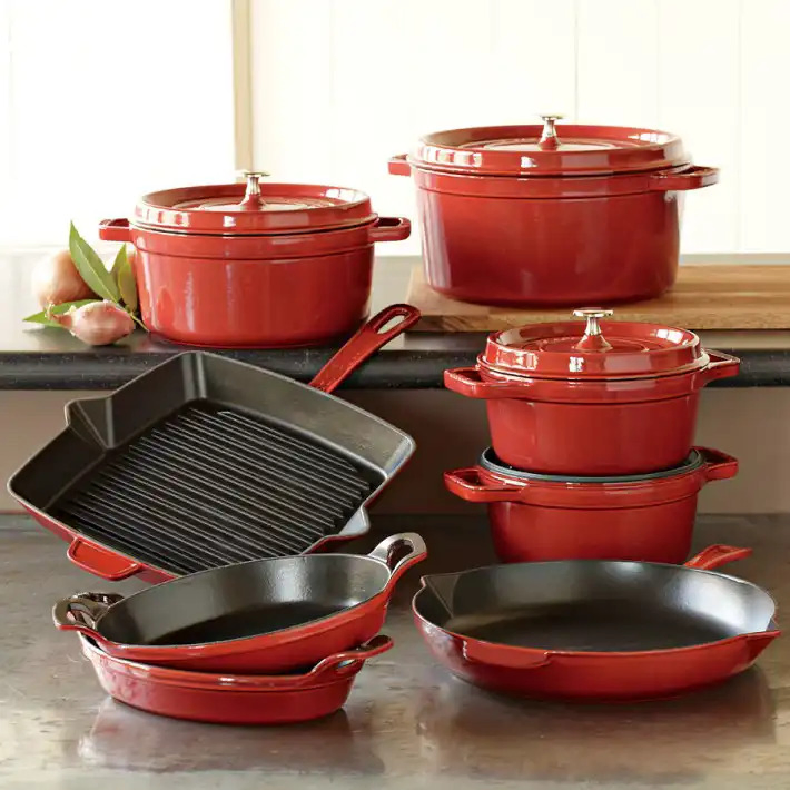 Cookercool Factory Non Stick Stock Cast Iron Many Pcses Enamel Cookware Sets