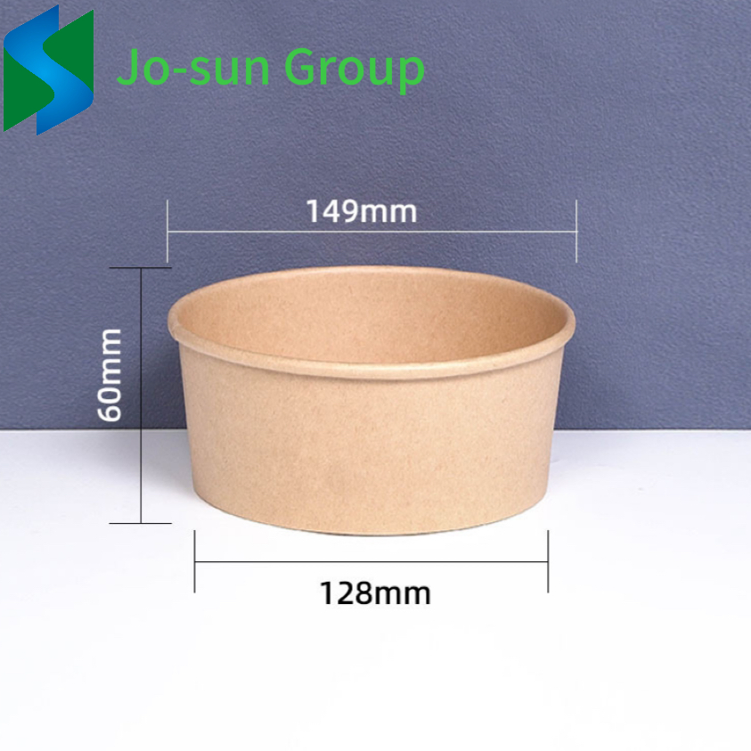 Disposable Brown Kraft Paper Bowl Custom Logo Bio-Degradable for Noodles Rice Hot Foods Salad Soup-Embossed