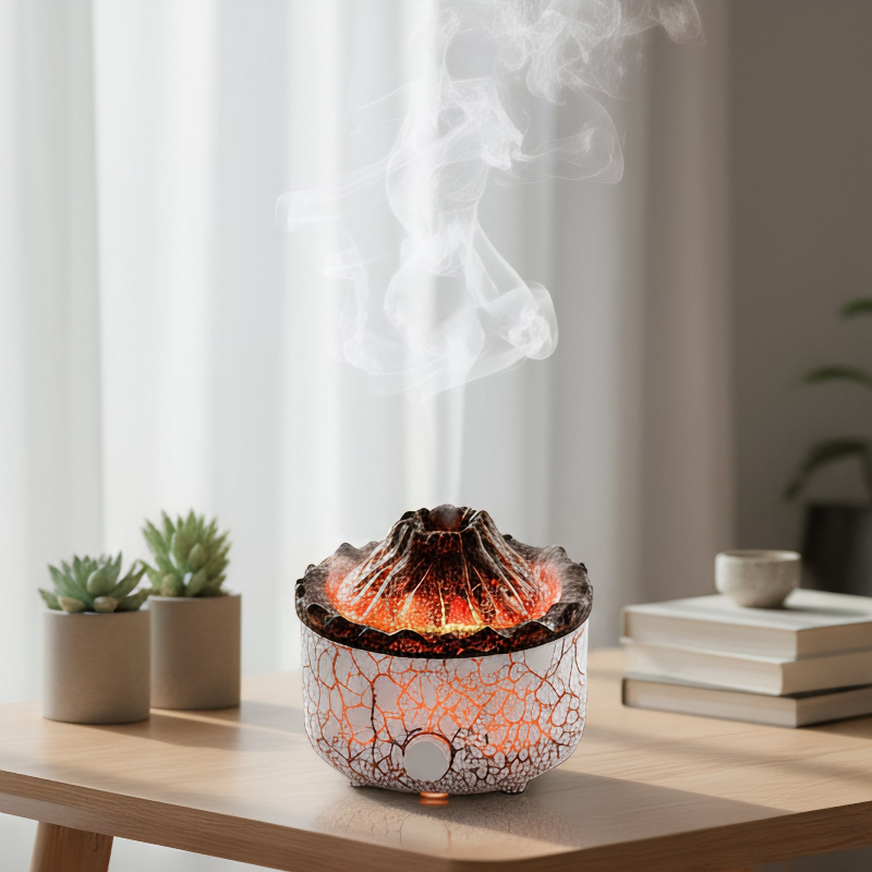 Household Flame Aromatherapy Machine Large Capacity Humidifier Essential Oil Seven-Color Light Humidifier