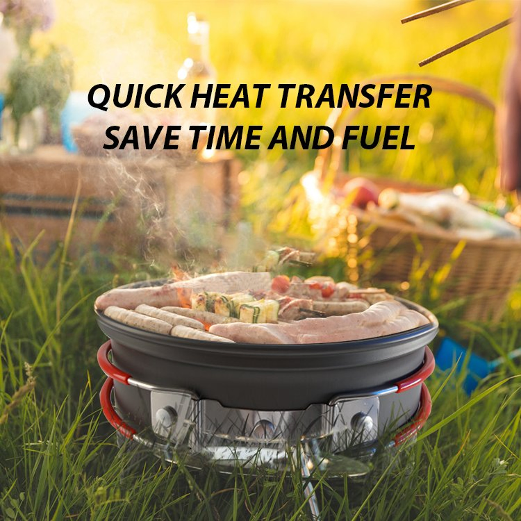 Camping Cookware Mess Kit Hiking Cooking Bowl Non Stick Pot Pans Cookware Sets