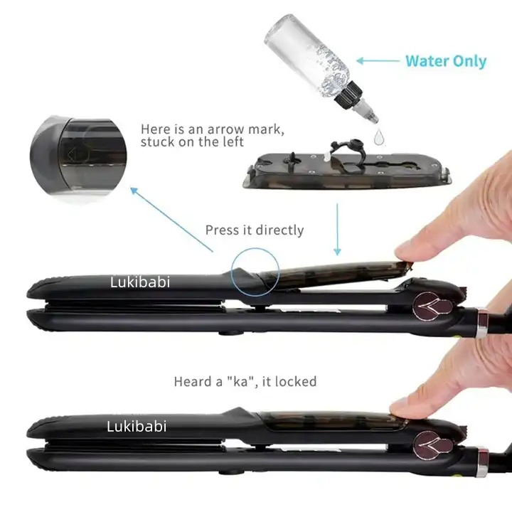 Private Label Ceramic Flat Iron Argan Oil Steam Hair Straightener