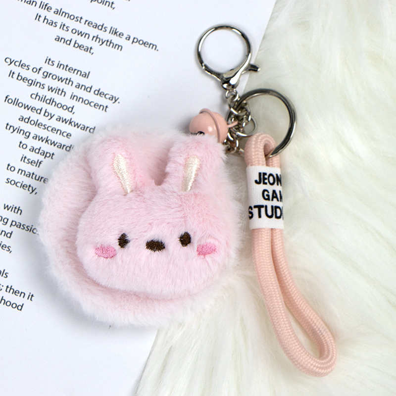 Popular Soft Colorful Plush Double Sided Mirror Magnifier HD Foldable Pocket Mirror