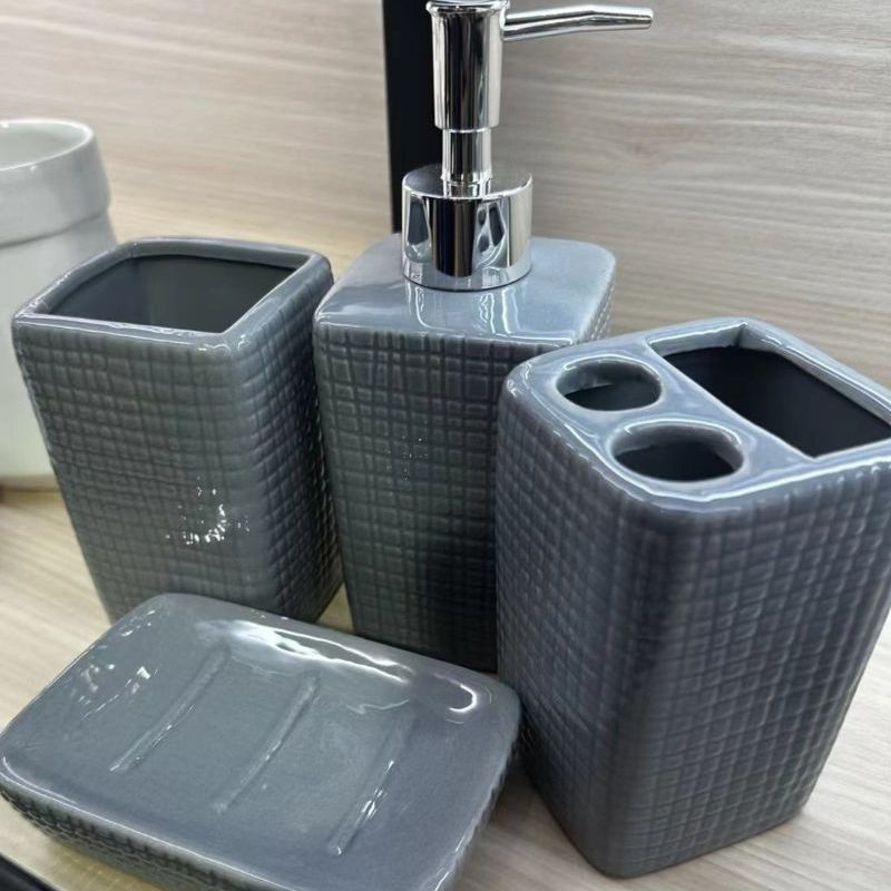 Porcelain Toothbrush Tumbler Porcelain Toothbrush Holder Bathroom 3PCS Bathroom Set