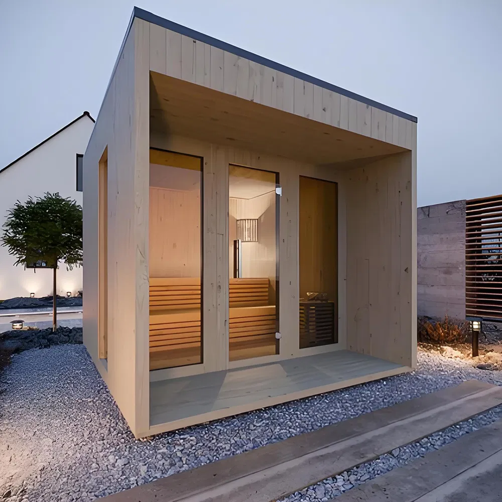 Компактная квадратная сауна для улицы и балкона