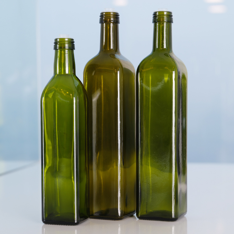 Elegant Marasca Green Square Olive Oil Dispenser Bottle for Cooking