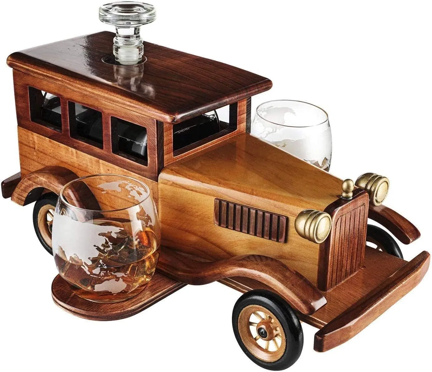 Old Fashioned Car Classic Whiskey Decanter Set Whiskey Tumbler with Stainless Spigot