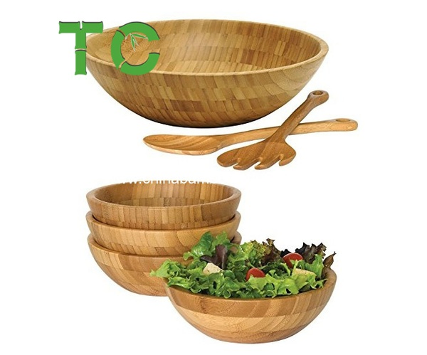 Bamboo Round Salad Bowl Wood Bowl for Wholesale
