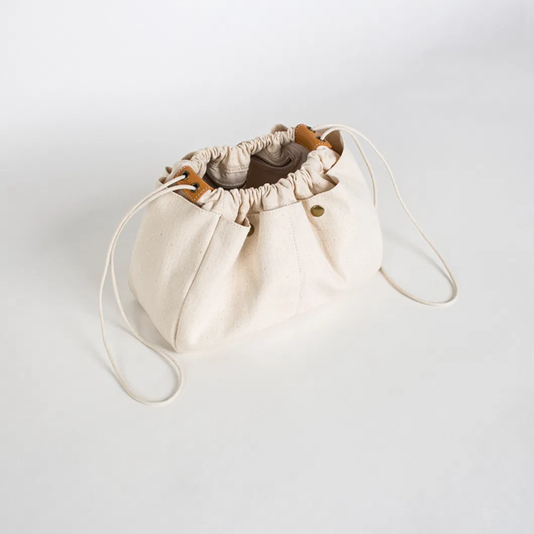 Trendy New Product Canvas Material Drawstring Storage Bag Women's Simple Makeup Bag and Women's Handbag