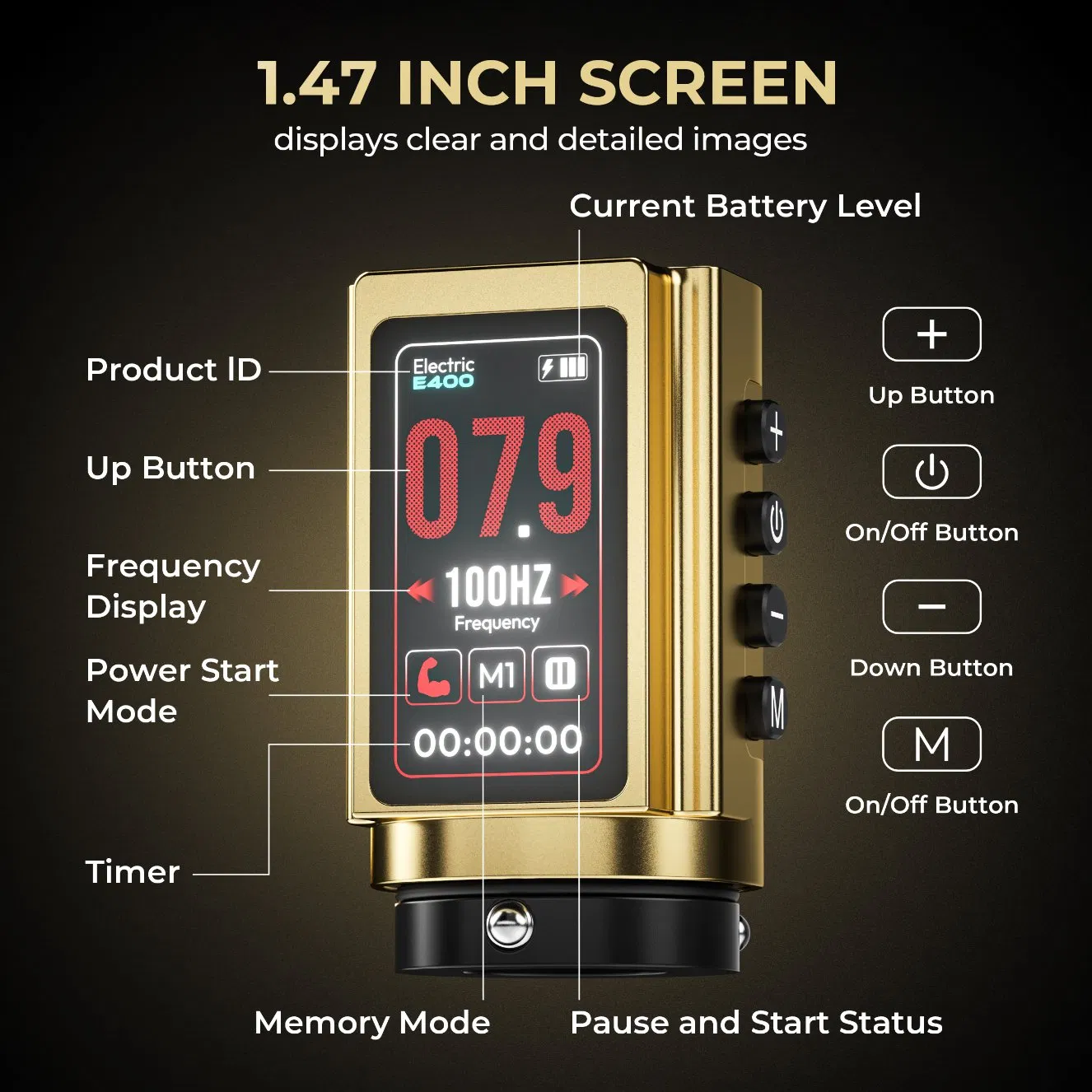 CNC E400 Adjustable Stoke 1800 mAh Battery Memory Mode Wireless Tattoo Machine