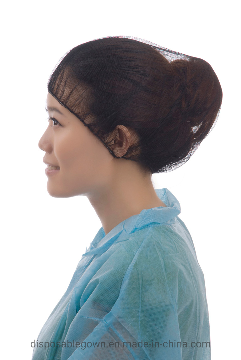 Factory Price Disposable Use White Nylon Hairnet with Songle Elastic Rubber for Sale