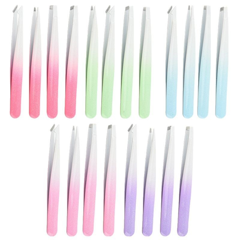 Stainless Steel Gradient Lash Lifting Eyelash Beauty Makeup Eyebrow Trimming Tweezer Set