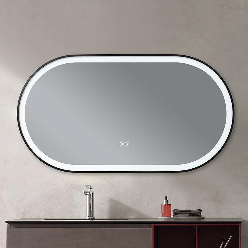 110X60 Racetrack High Quality Magnified Hotel LED Bathroom Mirror with Temperature Display