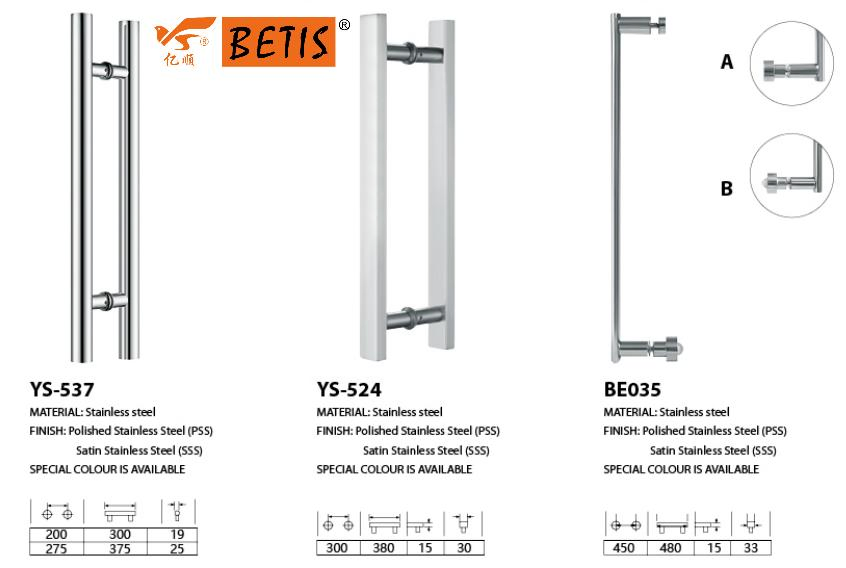 OEM Frameless Wholesale Stainless-Steel Door Handle Bathroom Shower Enclosure Glass Hardware Accessories Fittings Grab Bar Towel Bar Two-Sides Pull Handle