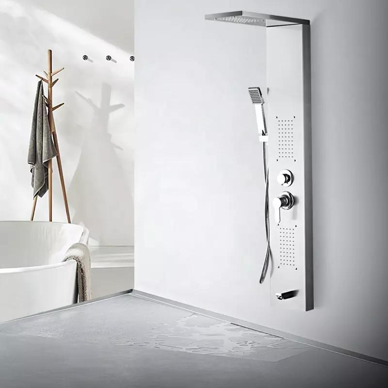 Shower Panel Bathroom Wall Mounted Stainless Steel Waterfall Shower Column Set Tower Massage Jet Shower Wall Panels Luxury