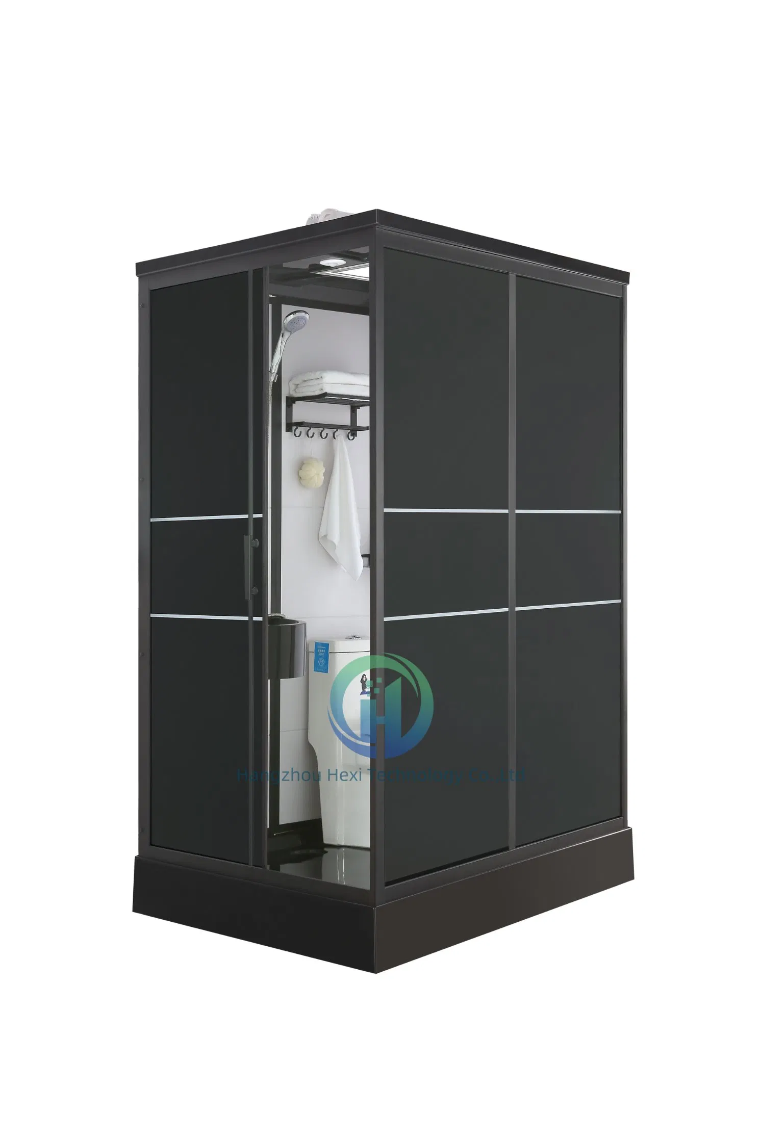 High Quality Stylish Black Frame Prefab Bathroom for Shower