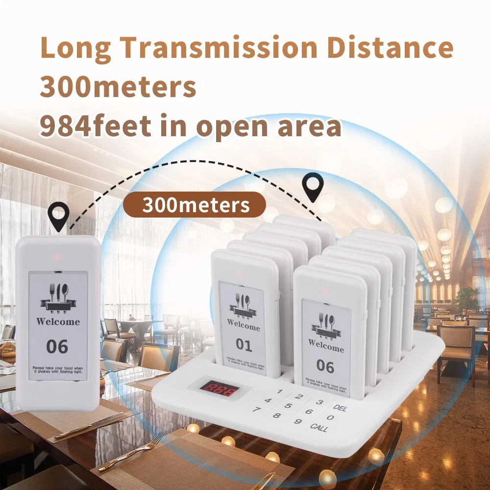 Restaurant Pager System 10 Pagers White Pager for Food Truck Cafe Shop