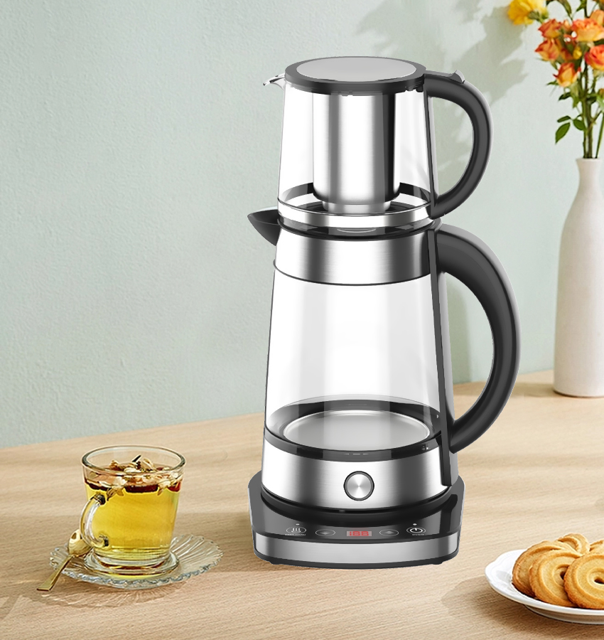 Turkish Coffee and Tea Kettle LED Display 1.7L Glass Electric Tea Maker