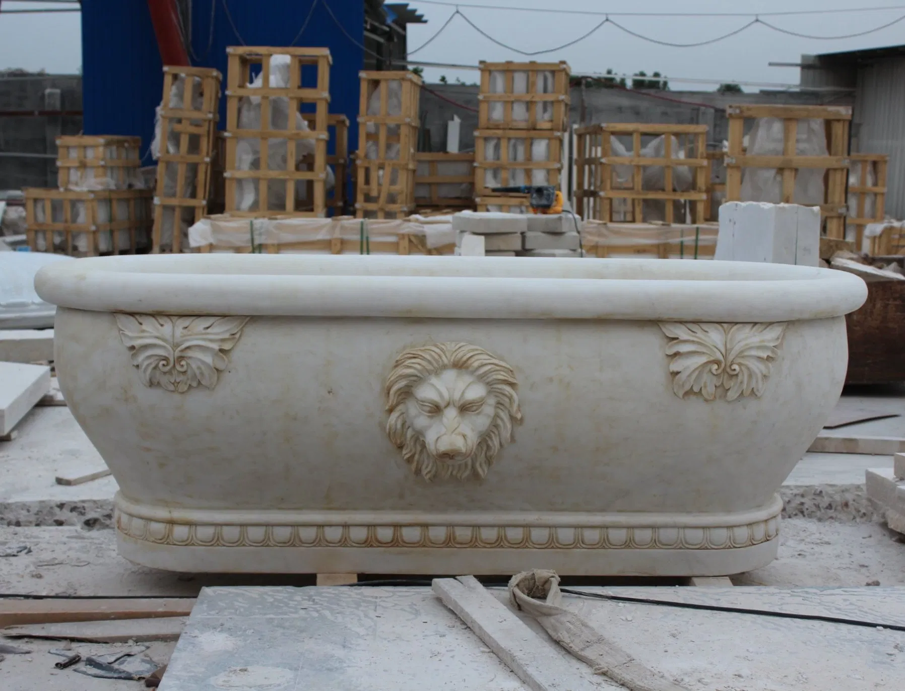 Elegant Design Marble Bath Tub Antique Marble Bathtub with Lion Heads (SYBT-016)