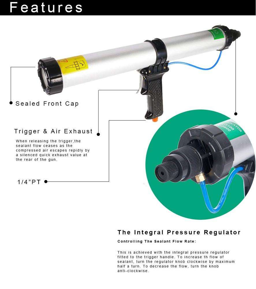 Пневматический пистолет для герметика 15 дюймов 600 мл