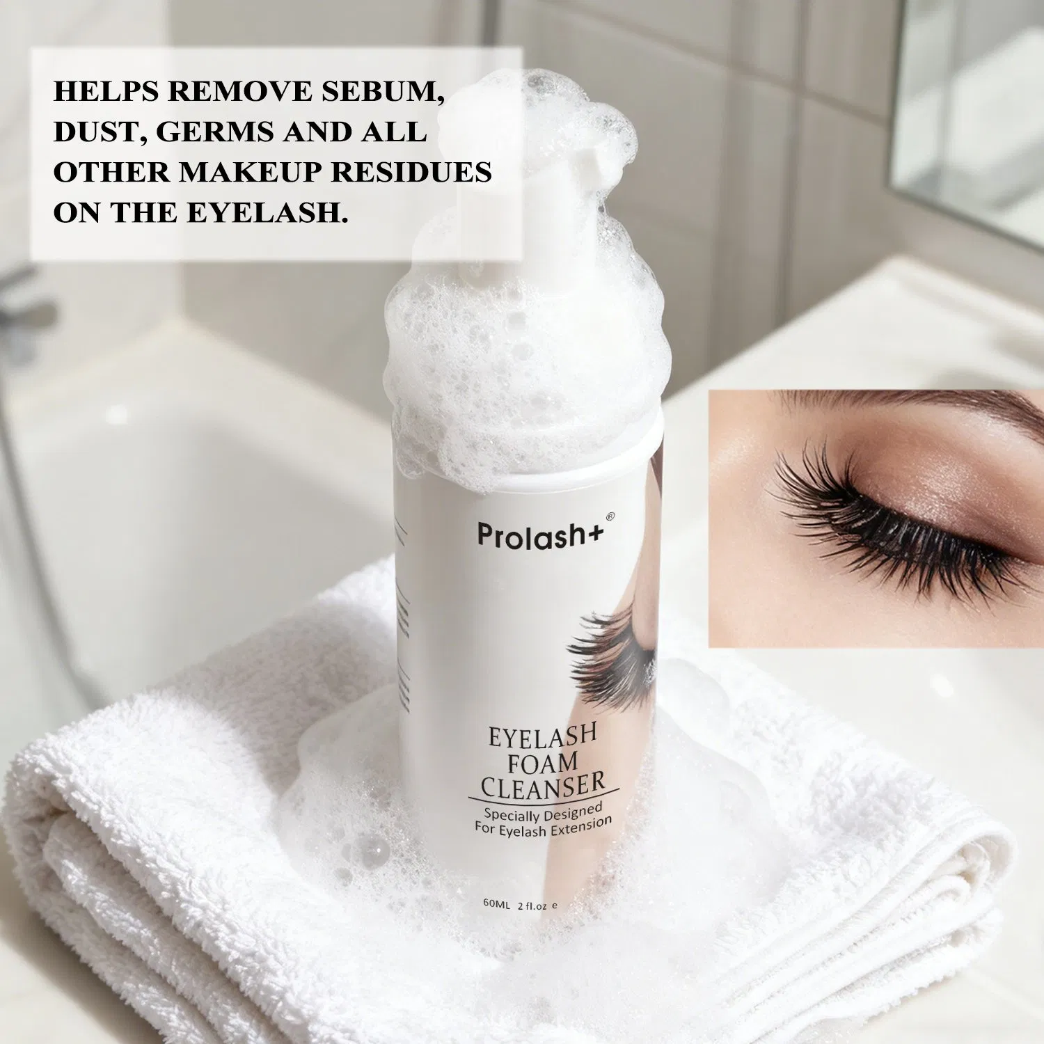 Gentle Deep Cleansing Eyelash Foam Cleanser - Soft Makeup Removal Non-Irritating