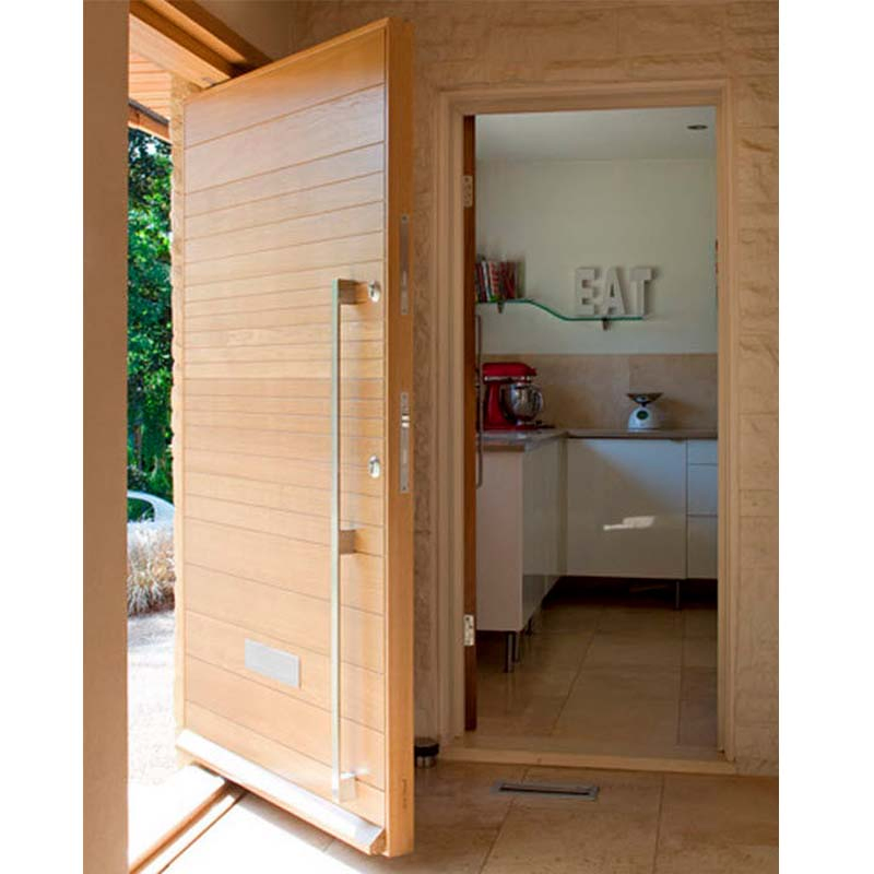 Customized Modern Solid Wood Exterior Door Timber Entrance Doors Residential Front Pivot Door