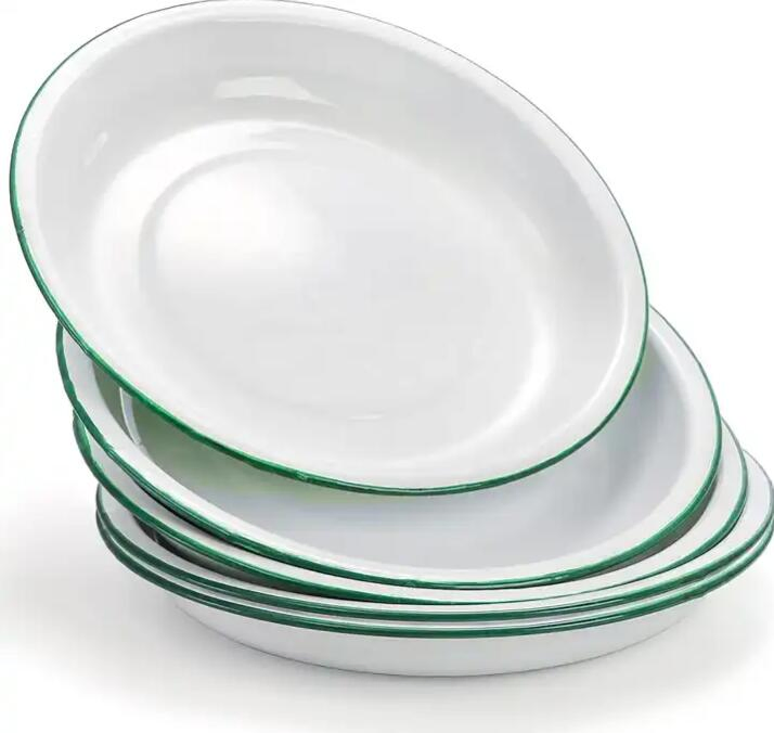Hot Selling Home and Restaurant Metal Enamel White Bowls and Plates