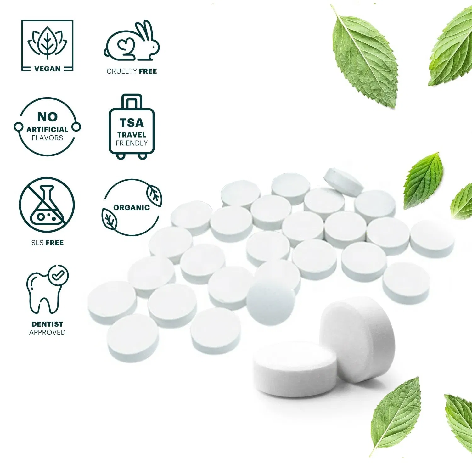 Private Label Teeth Whitening Chewable Solid Toothpaste Tablets for Hotel