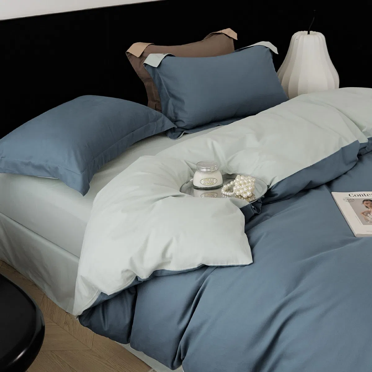 Luxury 4-Piece 100% Cotton Sheet Set Customized Sizes Bedding with 1 Fitted Sheet 1 Flat Sheet 2 Pillowcases for Home Hotel