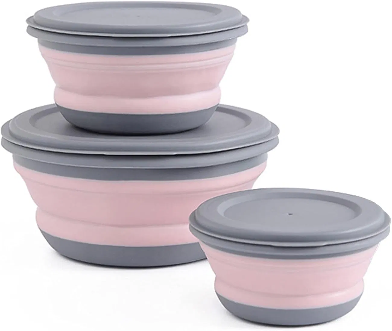 Outdoor Portable Travel Food Bowl 3-Piece Picnic Lunch Bowls Collapsible Dinnerware for Camping