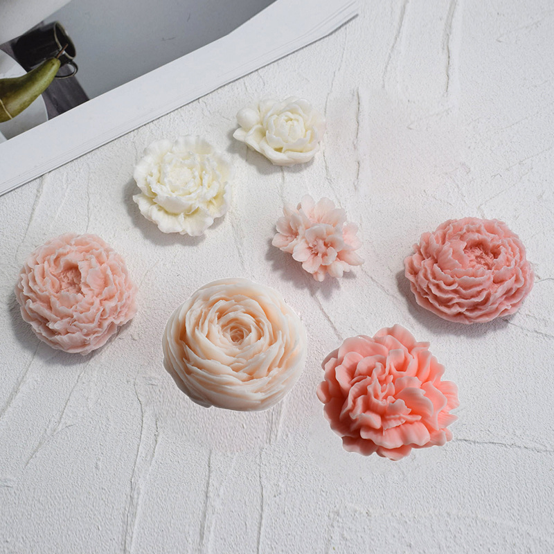 Silicone 3D Handmade Colorful Flower Shape Rose Carving Soy Wax Aromatherapy Scented Candle