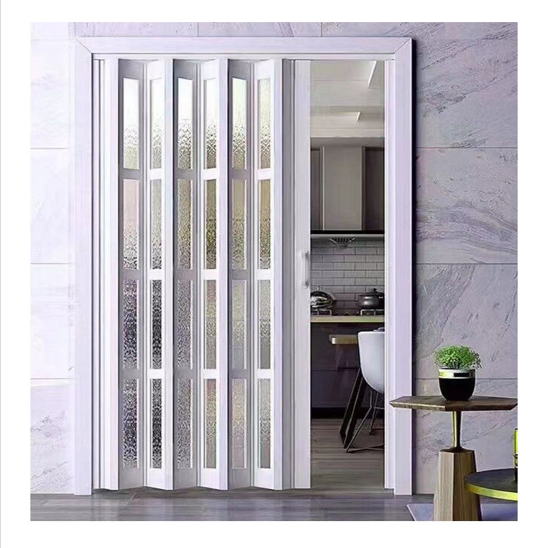 Small Folding Door Movable House Door Occupying Small Space Aluminium Alloy White Interior Folding Door Factory