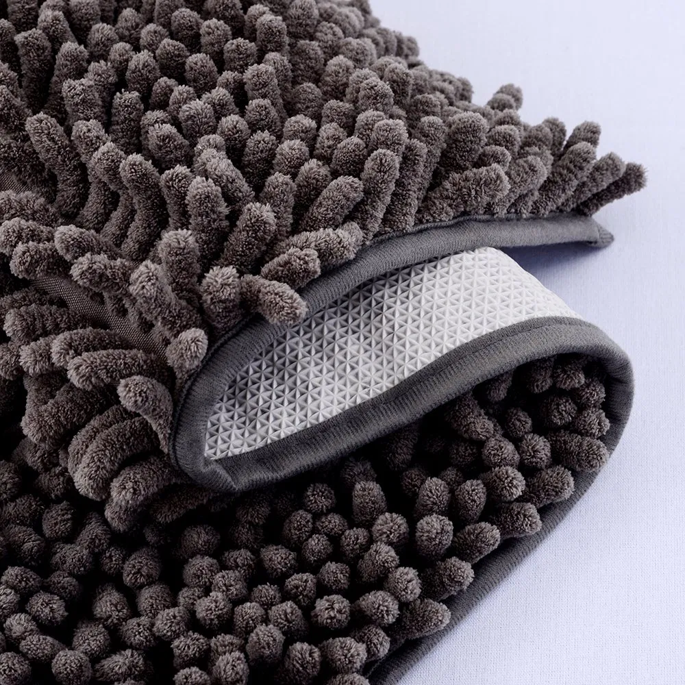 Ultra-Soft Polyester Anti-Slip Chenille Bath Mat for Bathrooms