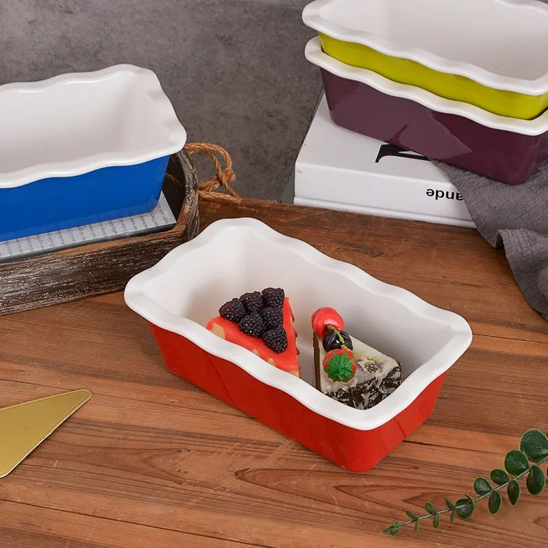 Wholesaler New Design Customized High Quality Colorful Ceramic Baking Dish Oven Toast Mold Plate for Kitchen