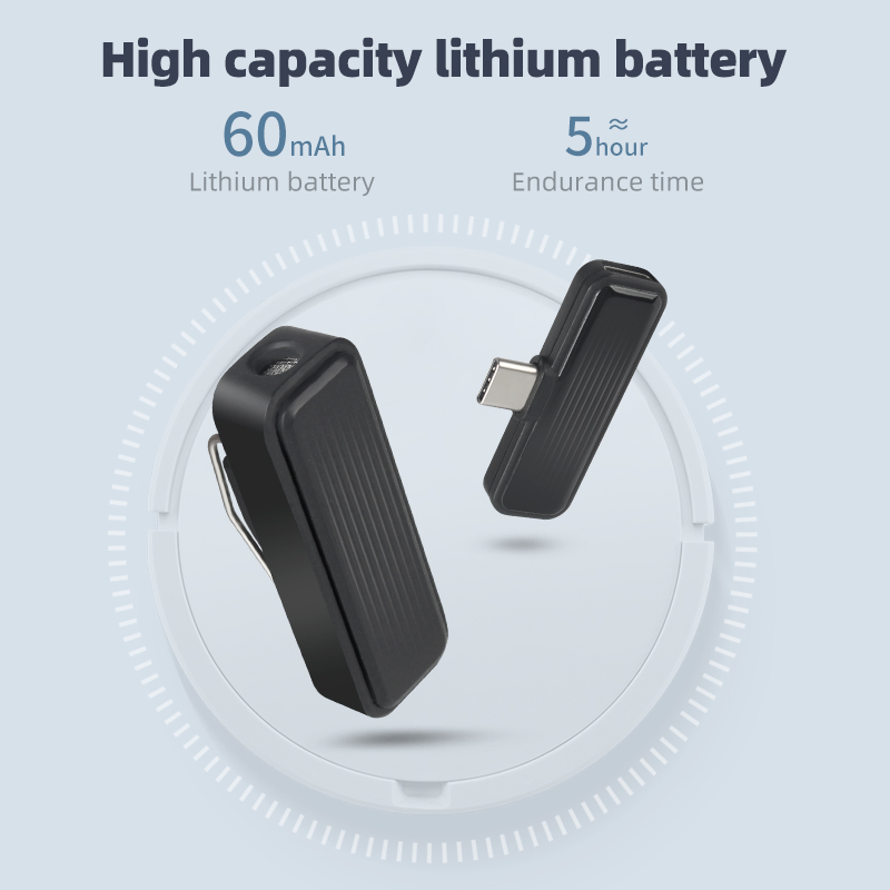Enc Noise Reduction 2.4G Lavalier Wireless Microphones for Live Stream, Interview, Vlog Shooting