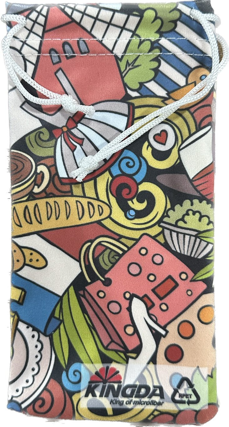 Customised Logo Microfibre Sunglass Pouch Made of Polyester and Nylon.