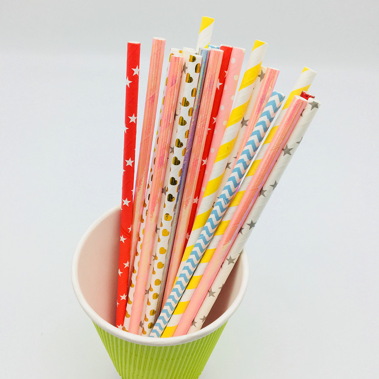 Disposable Eco-Friendly Customized Printing Party Favors Paper Drinking Straws