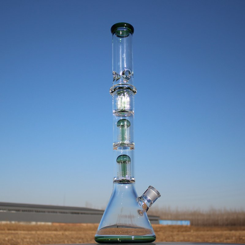 21 Inches Height Colorful Customized Three Tree Perc Glass Water Pipe Glass Beaker