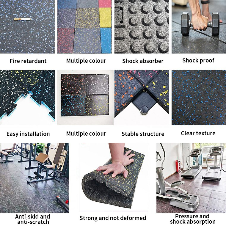 Commercial Rubber Floor Mat Sports Rubber Flooring Gym Rubber Flooring Thickened Shock-Absorbing Anti-Smashing Cushion Mat