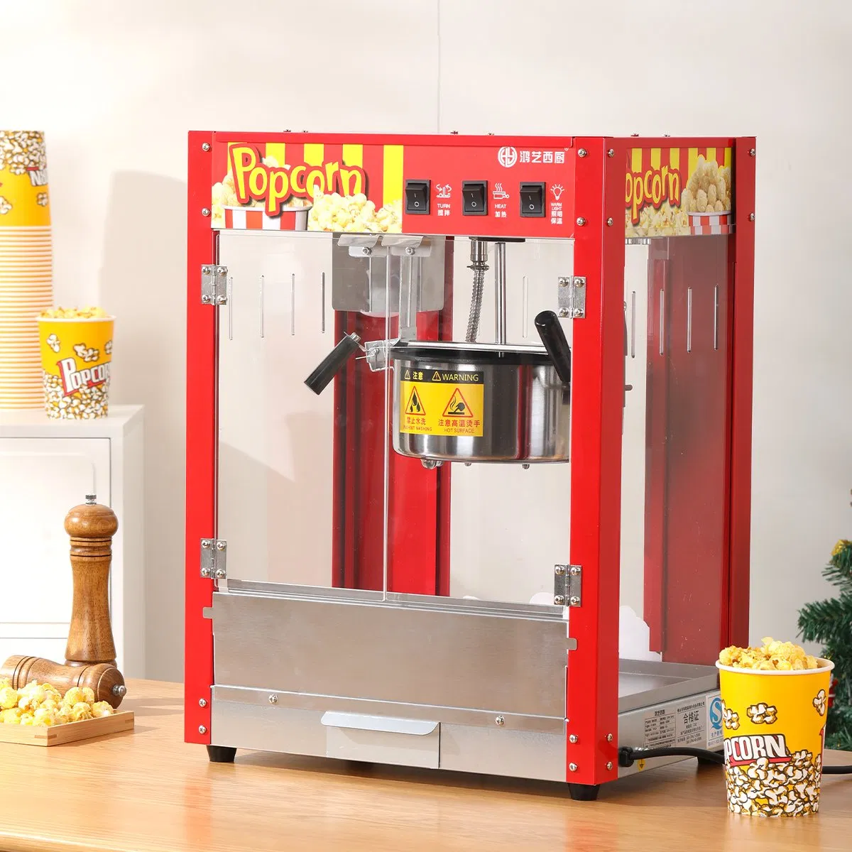 New Type Small Long Life Flat Top Popcorn Machine for Movie Theaters