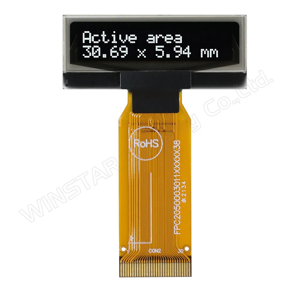 16x2 COG 1.23" OLED Character Display with WS0012 IC