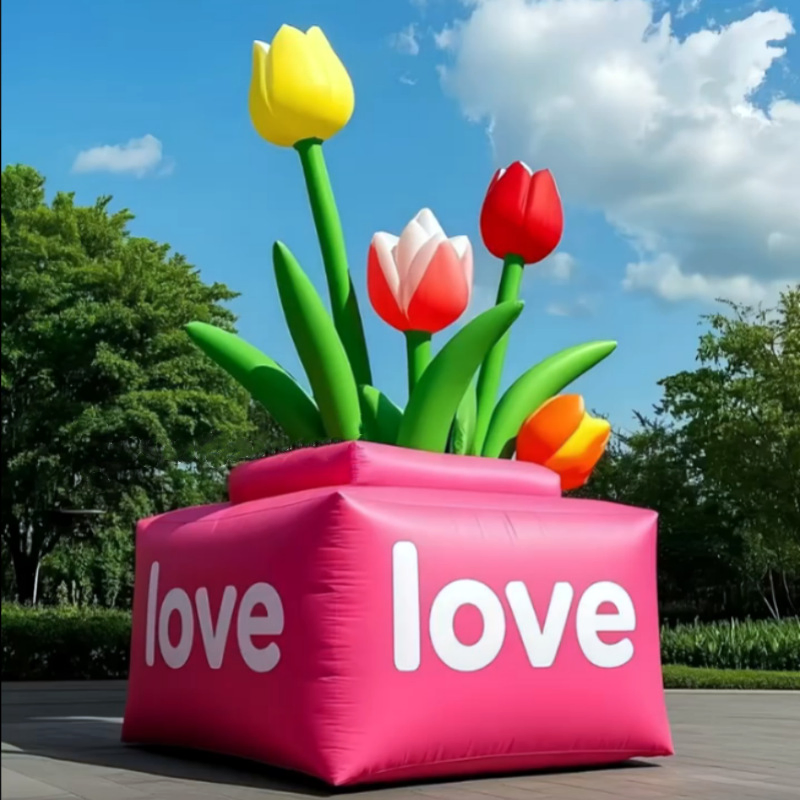 Colorful Inflatable Flower Planters for Unique Garden Decor