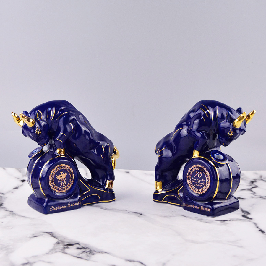 Custom Animal Shape Premium Edition Blue Brandy Ceramic Bottle