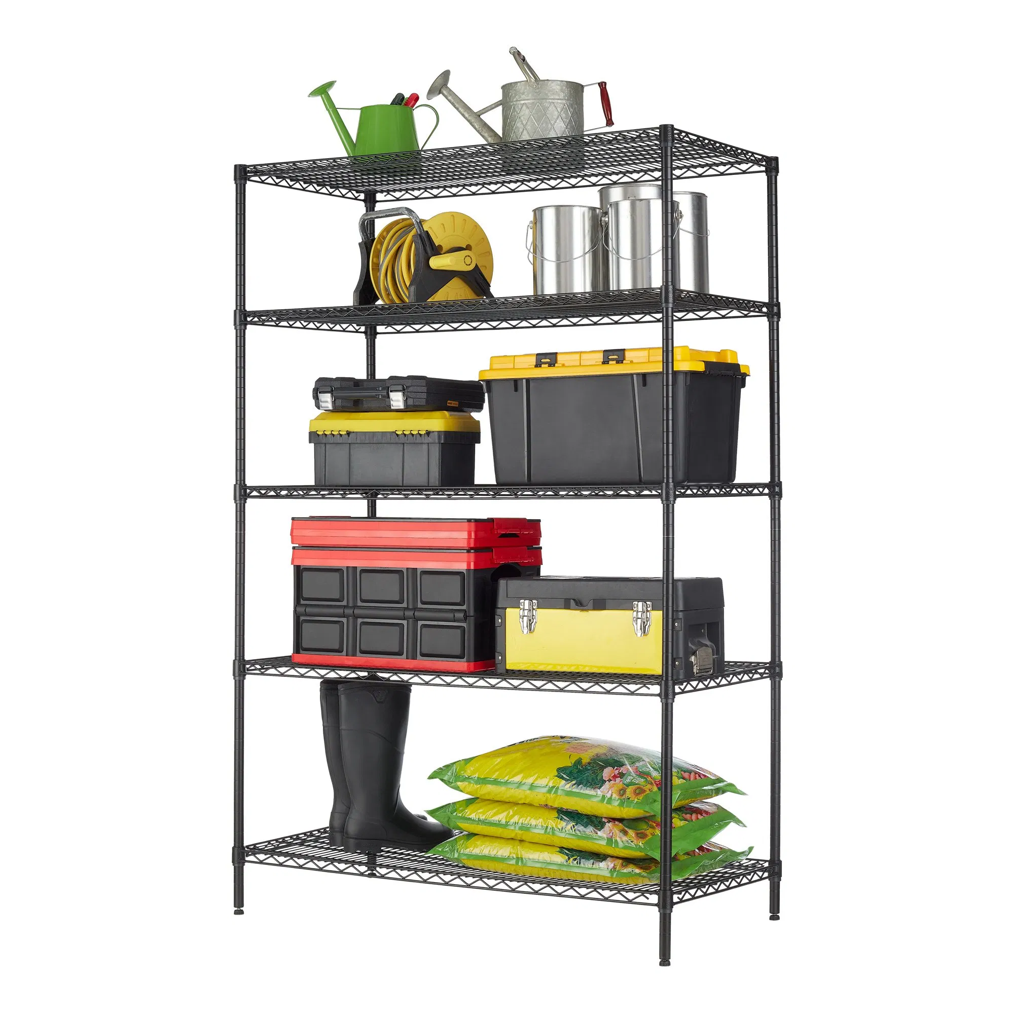 Commercial Epoxy Wire Shelving Adjustable 5-Layer Steel Storage Rack for Warehouse & Garage