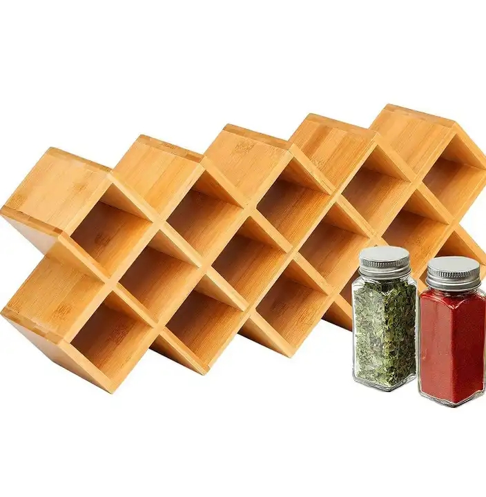 Criss-Cross Bamboo Spice Rack Organizer 4-Tier Countertop Organiser